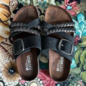 White Mountain Footbeds Sandals Black Sparkle